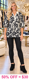 Cream & Black Floral Blouse