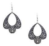 Engraved Silver Tone Earrings
