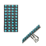 Turquoise studded rectangle silver adjustable Ring