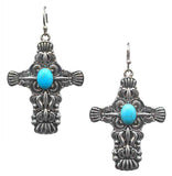 Western Cross earrings with Turquoise center Stone