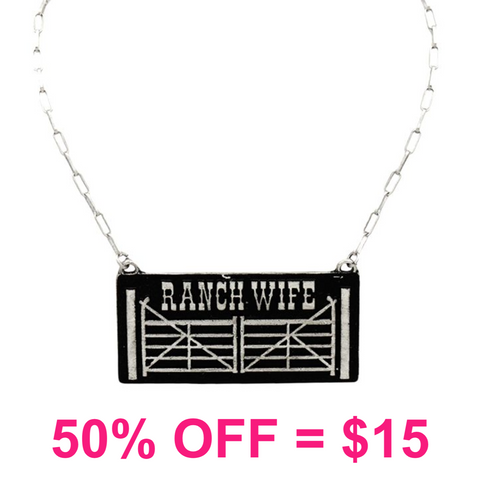 Western Ranch Wife Plate Necklace