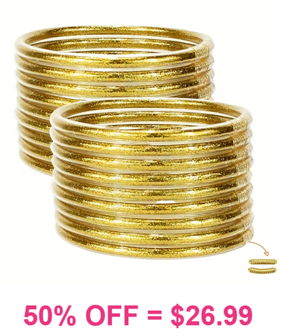 7 Stack gold glitter bangles