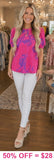 Pink & Purple Print Top With Puff Sleeves