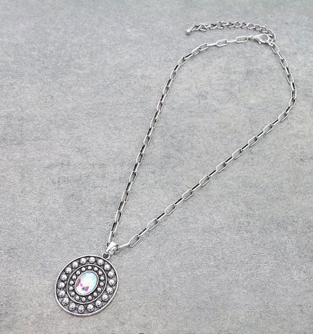 Western Oval Concho w/Bling Necklace