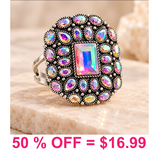 Western AB Glass Stone Cuff Ring