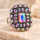 Western AB Glass Stone Cuff Ring