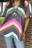 S, L, 2X, 3X Chevron Top bubble sleeve