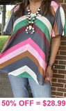 S, L, 2X, 3X Chevron Top bubble sleeve