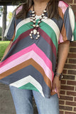 S, L, 2X, 3X Chevron Top bubble sleeve