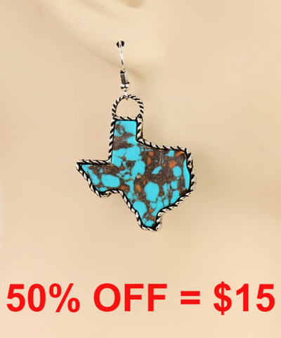 Turquoise & Brown Texas Earrings