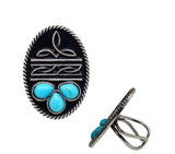 Western Boot Stitch w/Turquoise Stone Cuff Ring