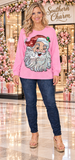 Sequin Santa patch pink long sleeve top