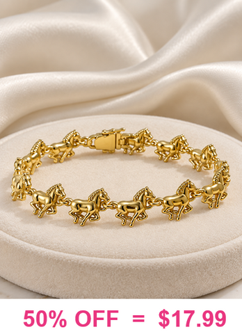 Gold Horses bracelet with magnetic clasp