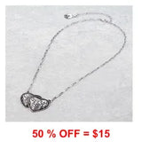 Western Etched Double Heart Necklace