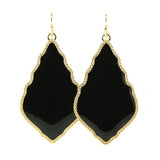 Black moroccan shaped enamel earrings with gold trim