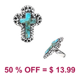 Turquoise colored  Cross Ring