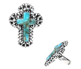 Turquoise colored  Cross Ring