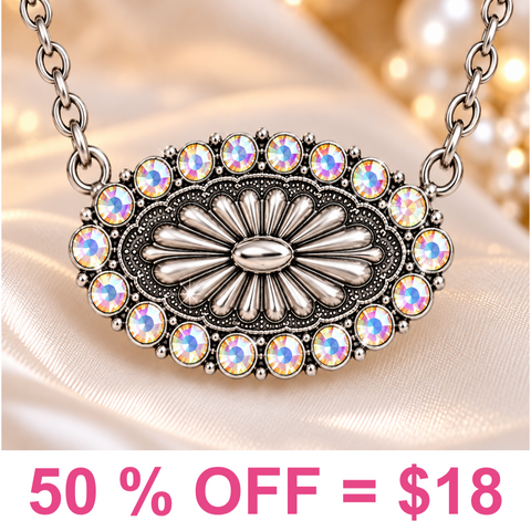 Western Rhinestone Concho Necklace
