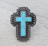 Western Cross Stone Cuff Ring
