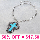 Western Cross Stone Necklace