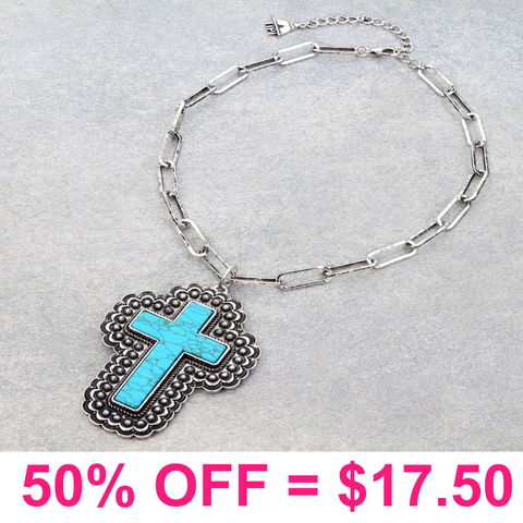 Western Cross Stone Necklace