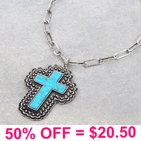 Western Cross Stone Necklace