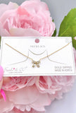Gold necklace bling bow pendant