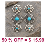 Western Turquoise Silver-tone Earrings