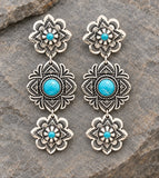 Western Turquoise Silver-tone Earrings
