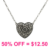 Western Floral Filigree Heart Necklace