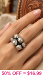 Burnished Silver Bubble Studs stretch ring