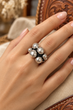 Burnished Silver Bubble Studs stretch ring