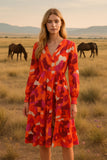 Orange & Pink Printed Dress