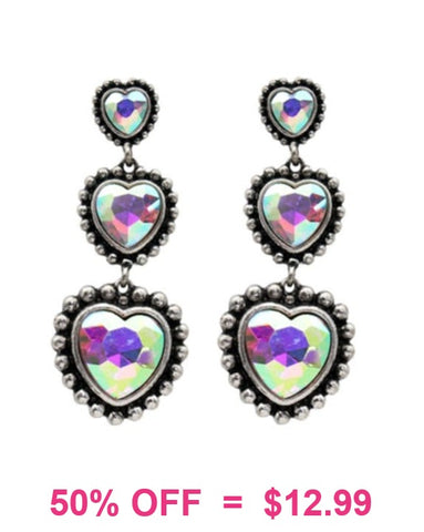 Bling Heart dangle earrings