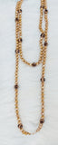 *Mustard Yellow & Leopard Crystal Beaded 60" Layering Necklace