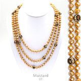 Mustard Yellow & Leopard Crystal Beaded 60" Layering Necklace