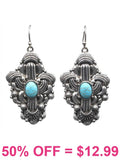 Silver cactus earrings with turquoise stone