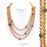 *Mustard Yellow & Leopard Crystal Beaded 60" Layering Necklace