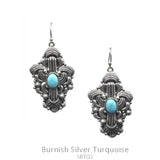 Silver cactus earrings with turquoise stone