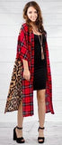 * Red Plaid & Leopard Kimono *