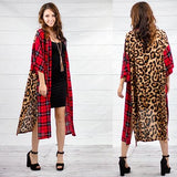 * Red Plaid & Leopard Kimono *