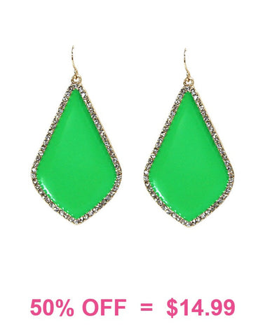Lime green enamel earrings.
