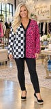 Checkered & Pink Leopard cardigan