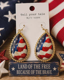 USA Flag Gold trim Teardrop earrings