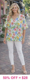 White top with floral print