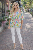 White top with floral print