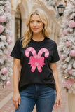 Pink Candy Cane sequin patch black top