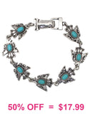 Silver Thunderbird with Turquoise stones bracelet with magnetic clasp