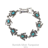 Silver Thunderbird with Turquoise stones bracelet with magnetic clasp