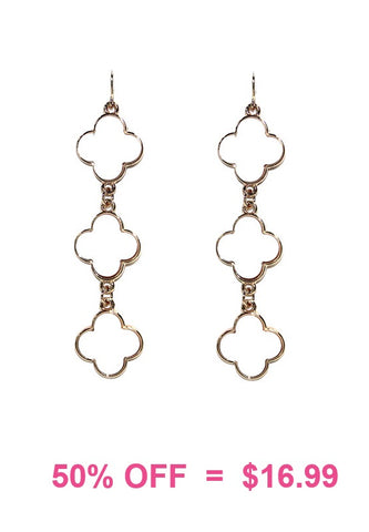 White clover triple dangle earrings